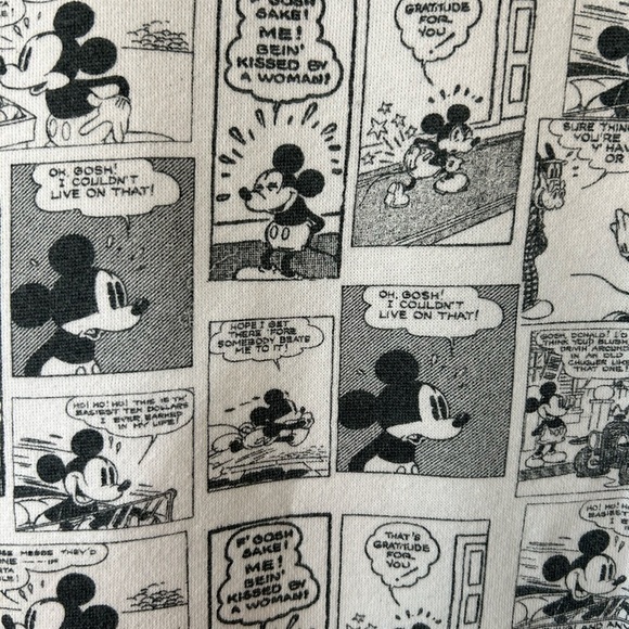 Disney Pullover Newspaper All Over Print Mickey Mouse Long Sleeve Hoodie Pocket - Picture 5 of 6